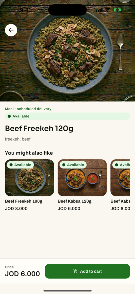 NY11 Meal detail, recommendations and add-to-cart