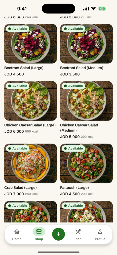 NY11 Healthy-meal catalogue with prices and calories